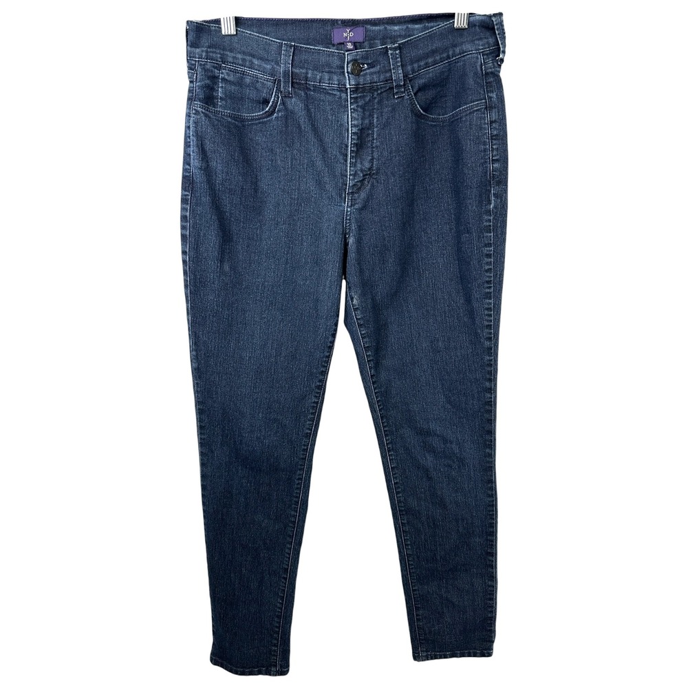 NYDJ Size 10 Jeans Dark Wash Mid Rise Slim Straight Denim Not Your Daughters 374
